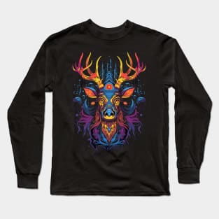 DMT Art Psychedelic Reindeer Long Sleeve T-Shirt